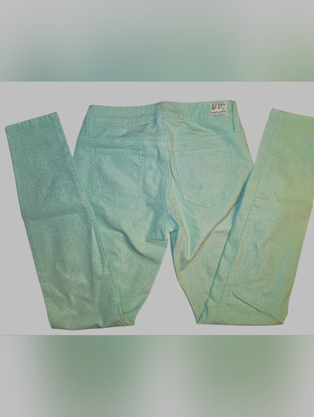 GUESS Los Angeles Size 25 Shimmery Metallic Mint Green Sexy Power Skinny Pants